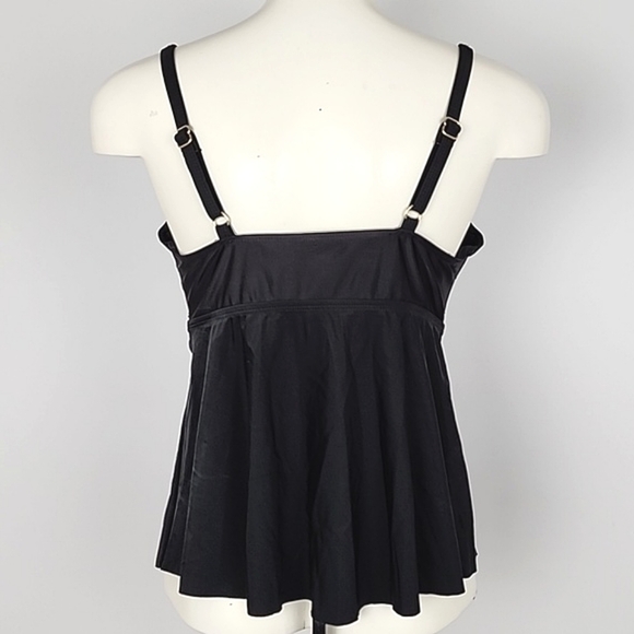 Time & Tru Black Tankini  Top Padded Underwire Padded Cups Flowy Size Medium - Picture 3 of 13